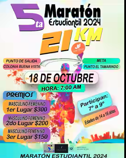  5ta Maratón Estudiantil Playa El Tamarindo 2024