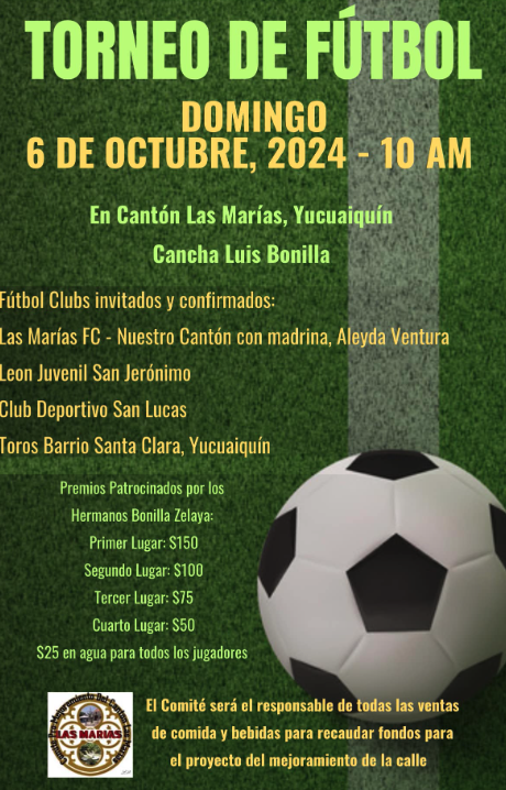 Torneo de Fútbol Cantón Las Marías, Yucuaiquín 