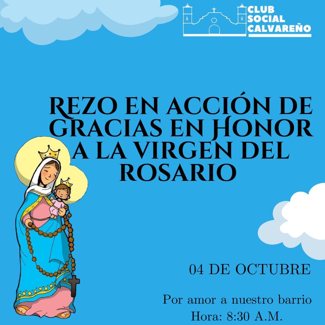 Rezo en acción de gracias en honor a la virgen del Rosario 