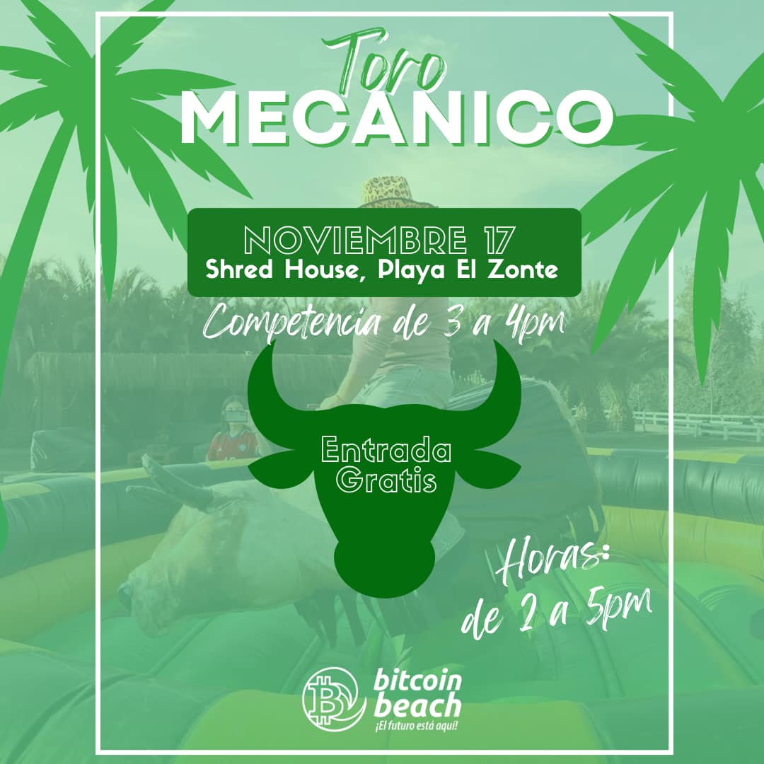 Reto De Toro Mecánico En Bitcoin Beach Fest