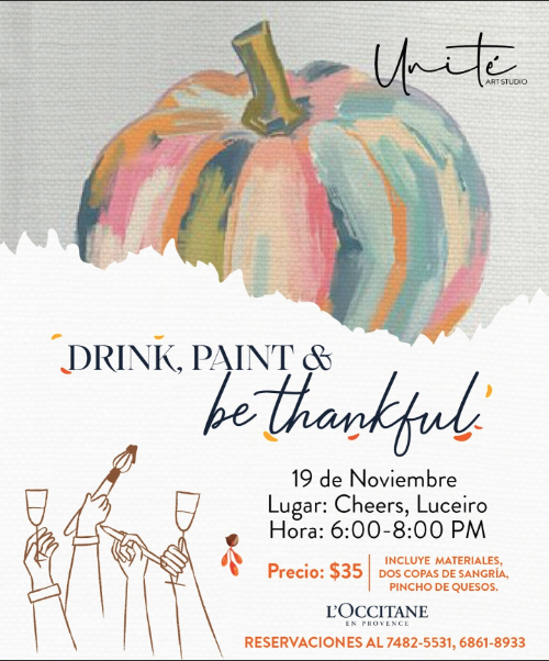 Taller De Pintura Y Vino ¨DRINK. PAINT & BE THANKFUL¨