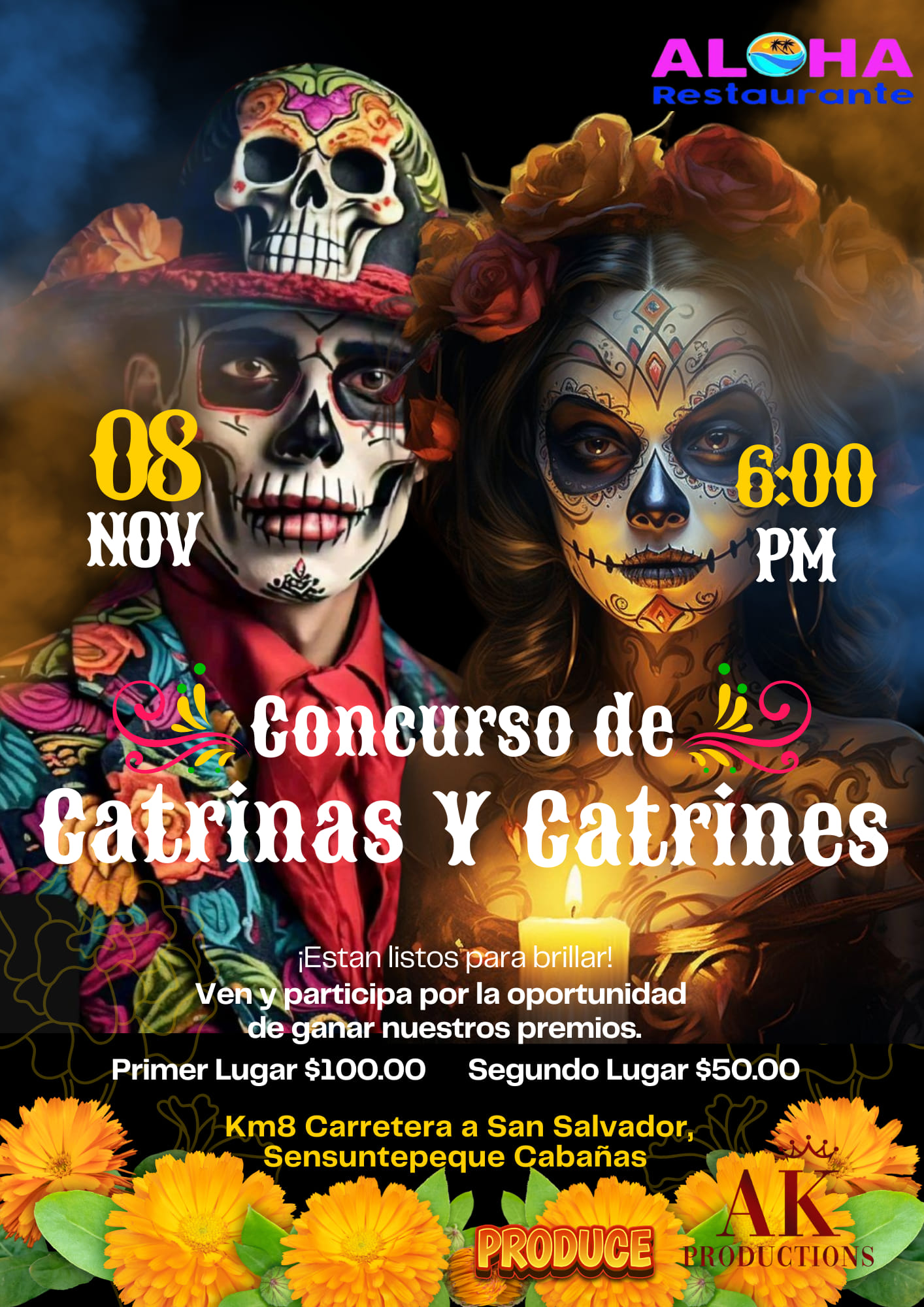 Concurso de Catrinas y Catrines En Aloha Restaurante 