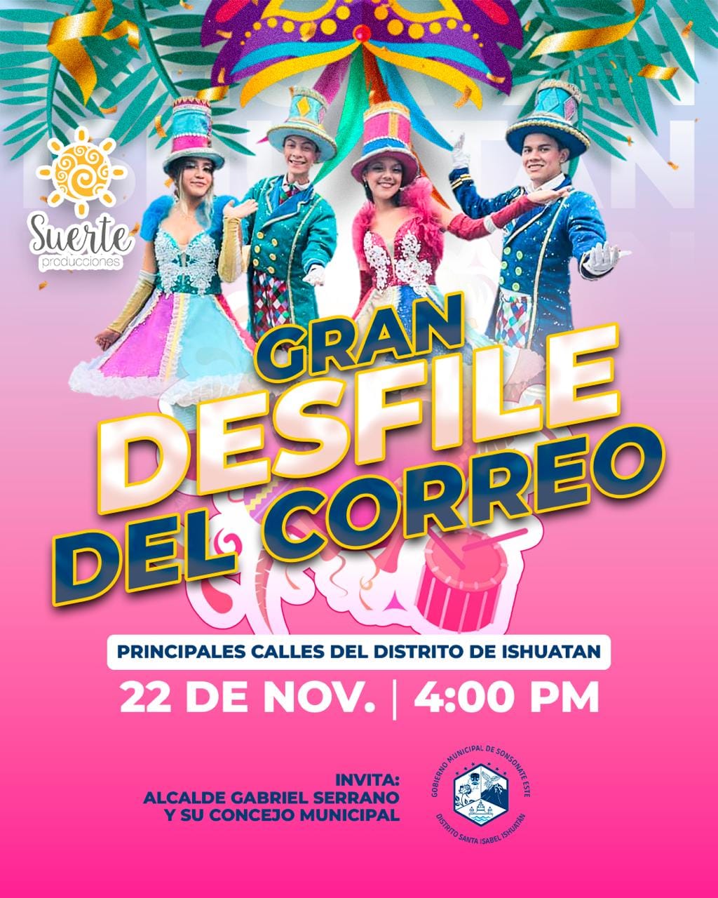 Gran desfile del correo en Santa Isabel Ishuatán 
