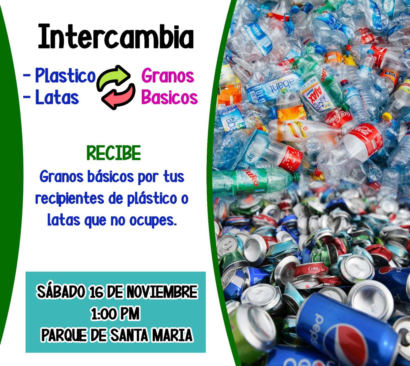 Intercambio de materiales reciclables por Granos Básicos 