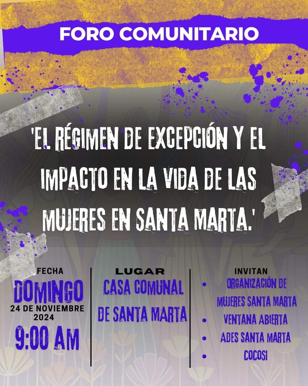 Foro Comunitario 'El régimen de excepción y el impacto en la vida de las mujeres en Santa Marta.'