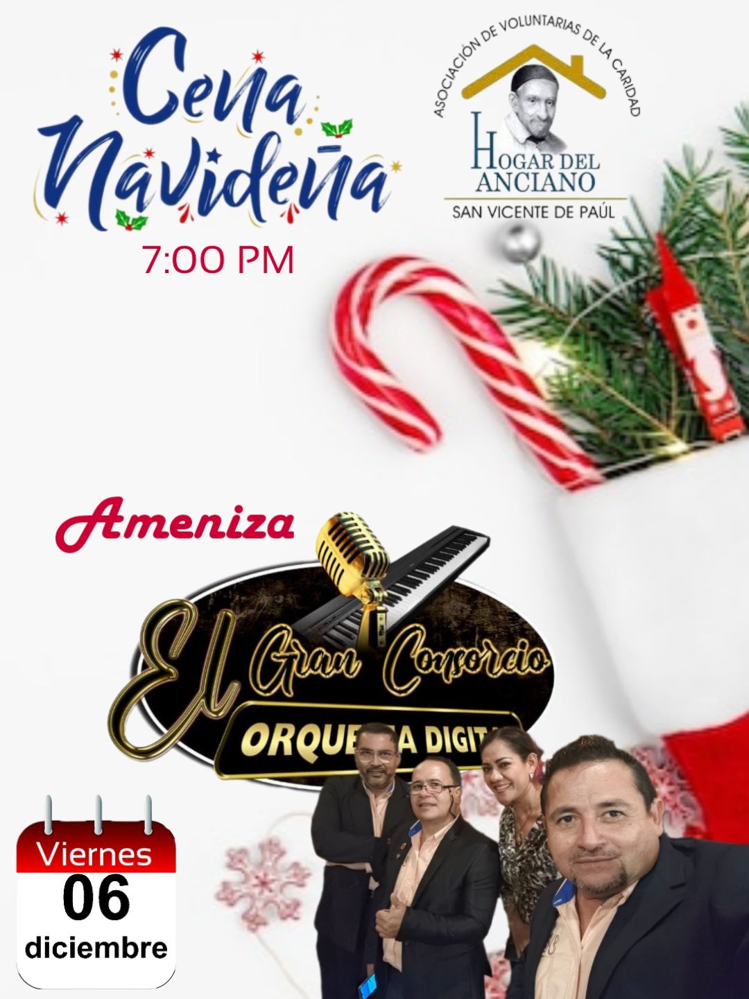 Cena Navideña en Beneficio de Hogar de Ancianos San Vicente de Paul  