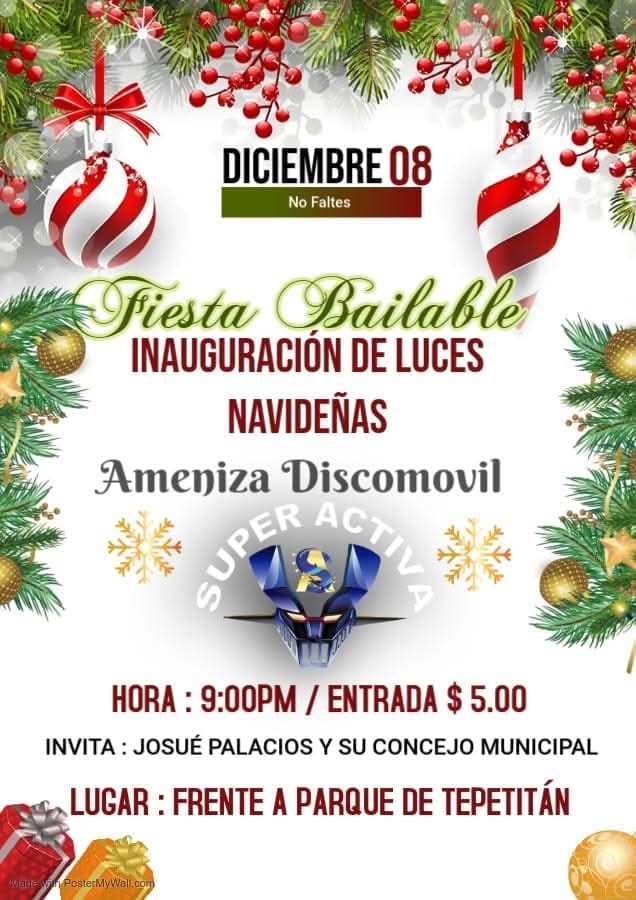 Fiesta Bailable, INAUGURACION DE LUCES NAVIDENAS Ameniza Discomovil