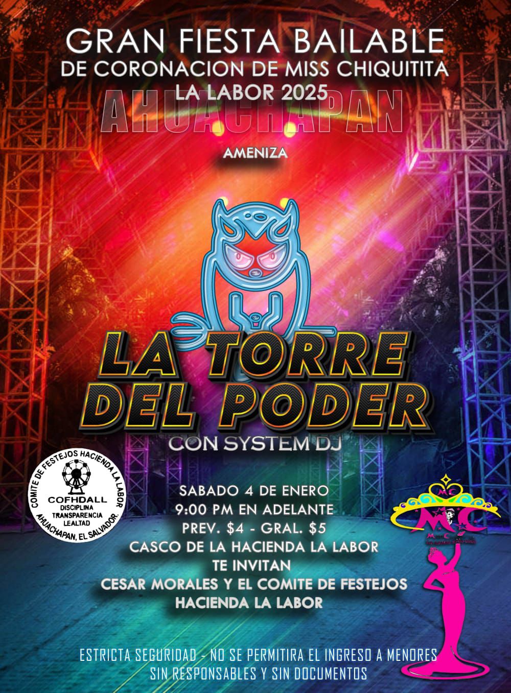 Gran fiesta Bailable de coronación de Miss Chiquitita la labor