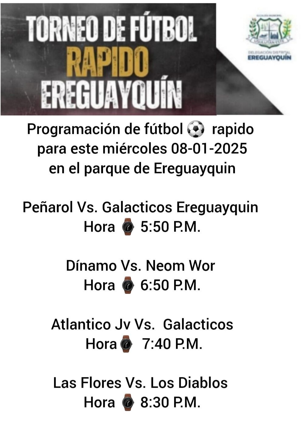 Torneo de fútbol rápido en Ereguayquín 