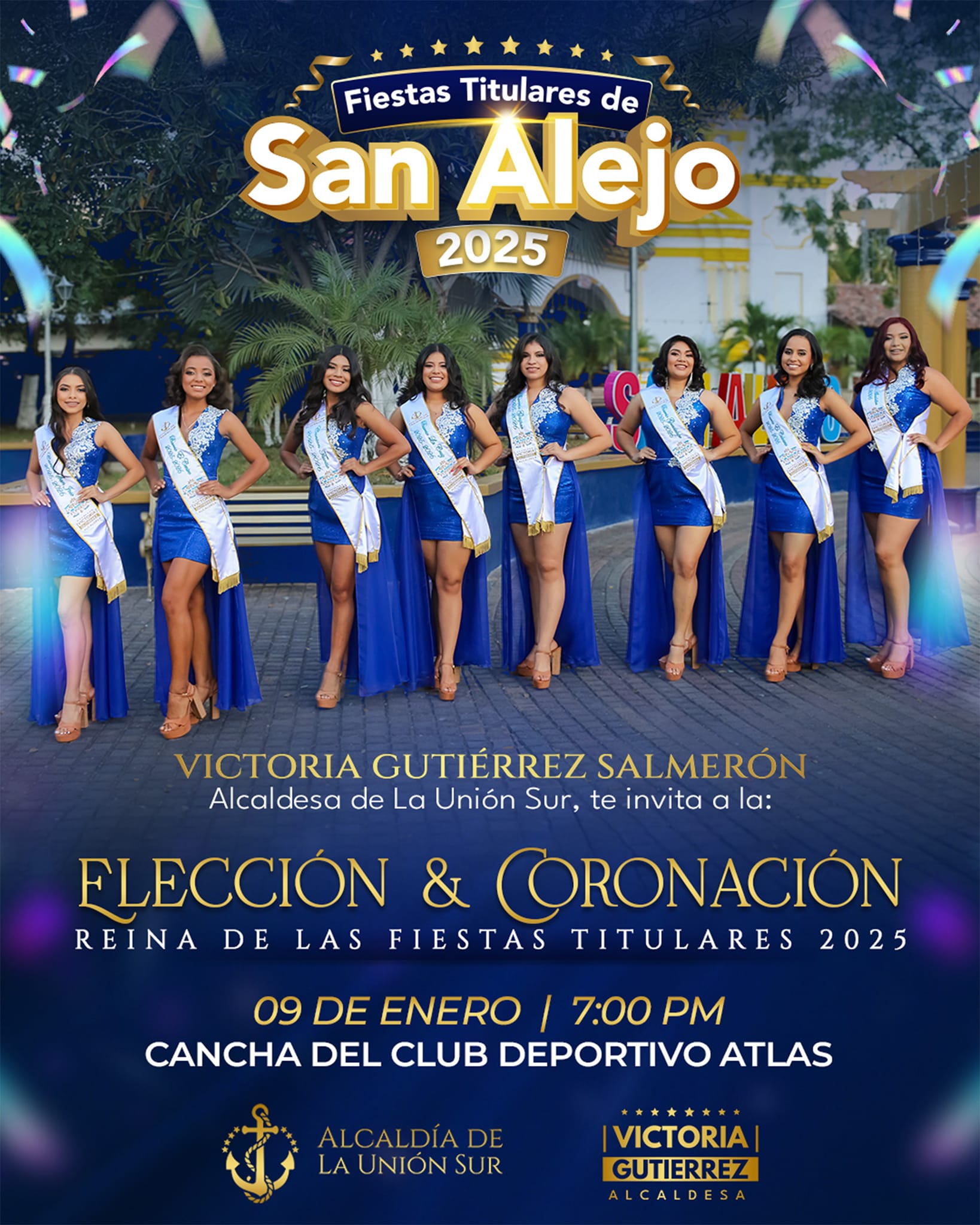 Gran elección y coronación de la Reina de las Fiestas Titulares y del Carnaval de San Alejo 2025. 🎉