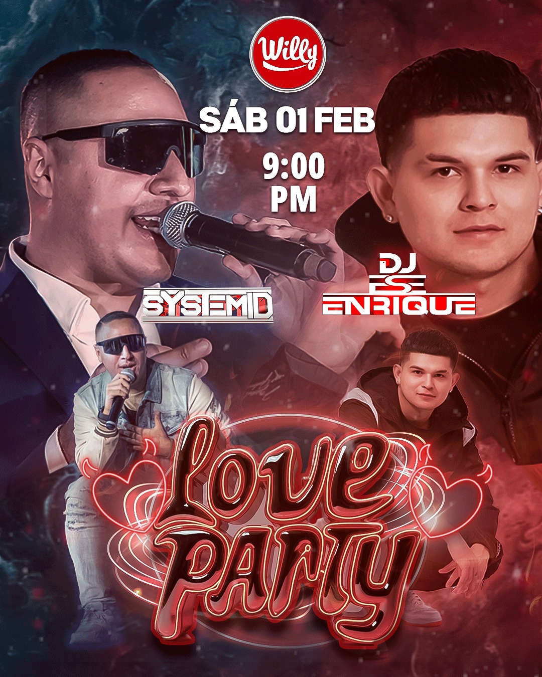 LA PRIMERA GRAN FIESTA DEL MES DEL AMOR, LOVE PARTY CON DJ SYSTEM y DJ ESE ENRIQUE