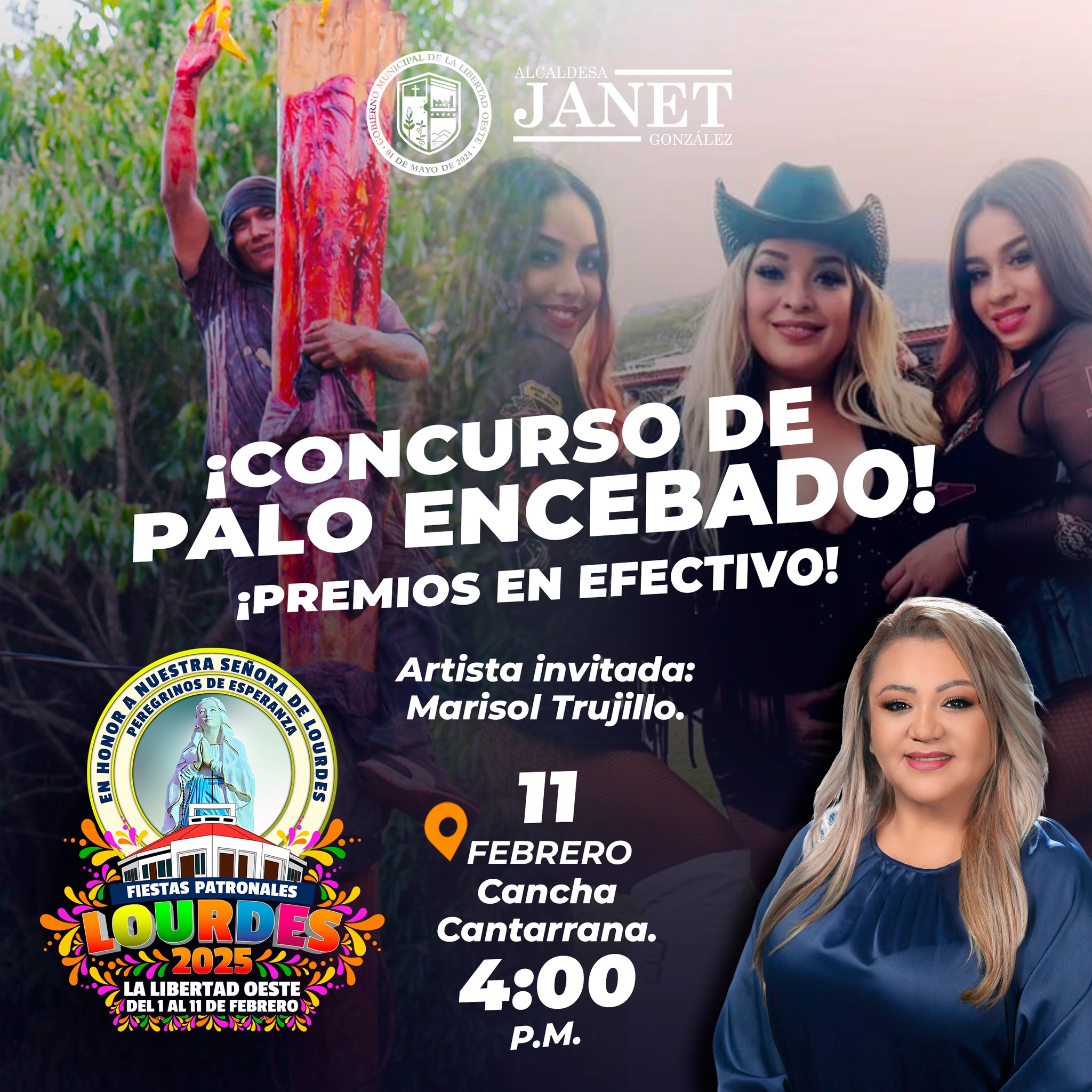 Concurso de palo encebado en Lourdes 