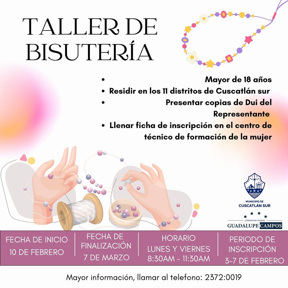 Taller de Bisutería en Cuscatlán Sur