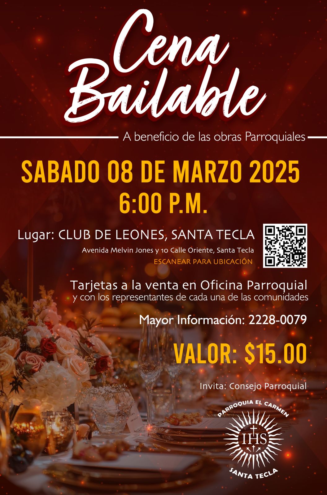 Gran cena bailable en Club de Leones Santa Tecla 