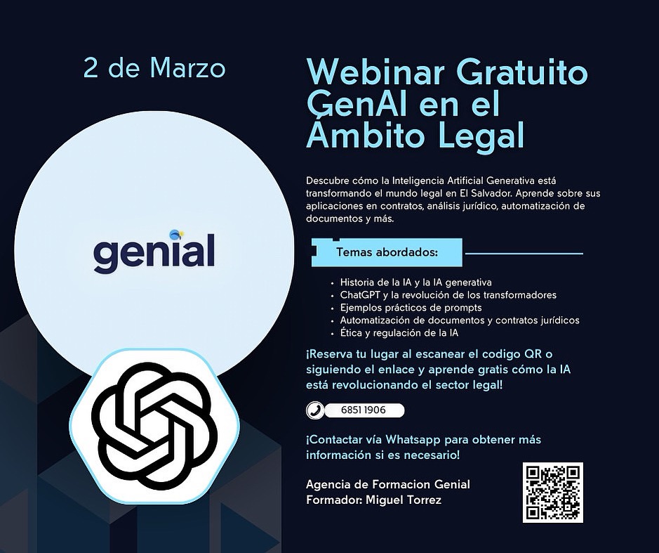Webinar gratuito GenAl en el ámbito legal