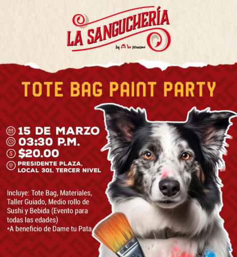 Taller de pintura en Tote Bag a beneficio de Dame tu Pata. 🐶❤️