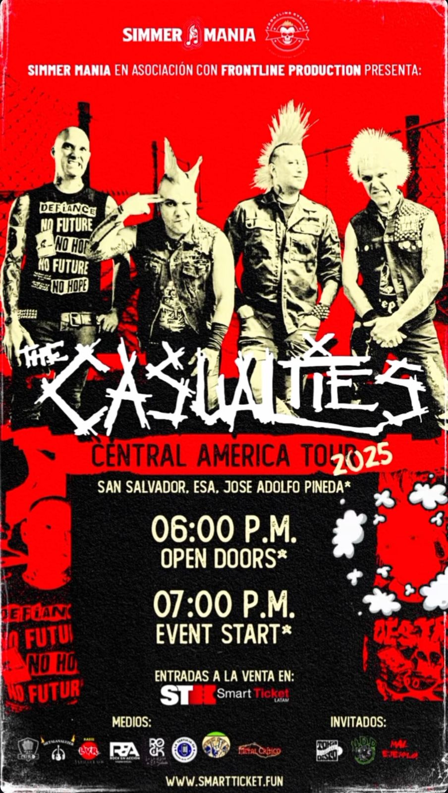 Concierto de The Casualties Central América tour 2025 en El Salvador