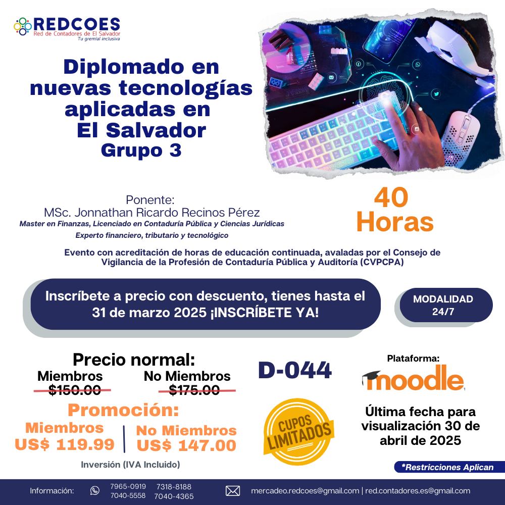  "𝐃𝐢𝐩𝐥𝐨𝐦𝐚𝐝𝐨 𝐝𝐞 𝐧𝐮𝐞𝐯𝐚𝐬 𝐭𝐞𝐜𝐧𝐨𝐥𝐨𝐠í𝐚𝐬 𝐚𝐩𝐥𝐢𝐜𝐚𝐝𝐚𝐬 𝐞𝐧 𝐄𝐥 𝐒𝐚𝐥𝐯𝐚𝐝𝐨𝐫. 𝐆𝐫𝐮𝐩𝐨 𝟑" en 𝐌𝐎𝐃𝐀𝐋𝐈𝐃𝐀𝐃 𝟐𝟒/𝟕.