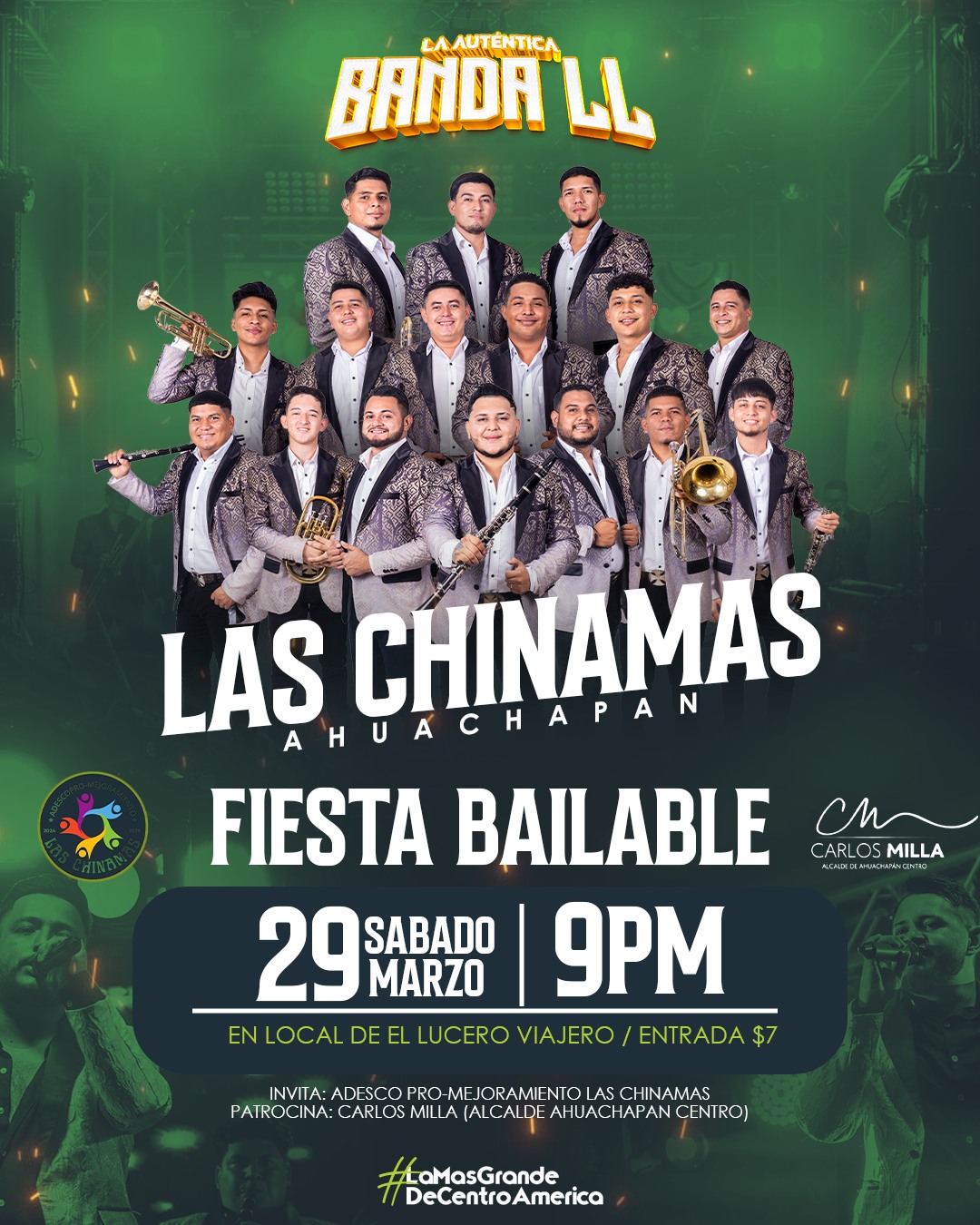 ¡La Auténtica Banda LL llega con todo a Las Chinamas, Ahuachapán!