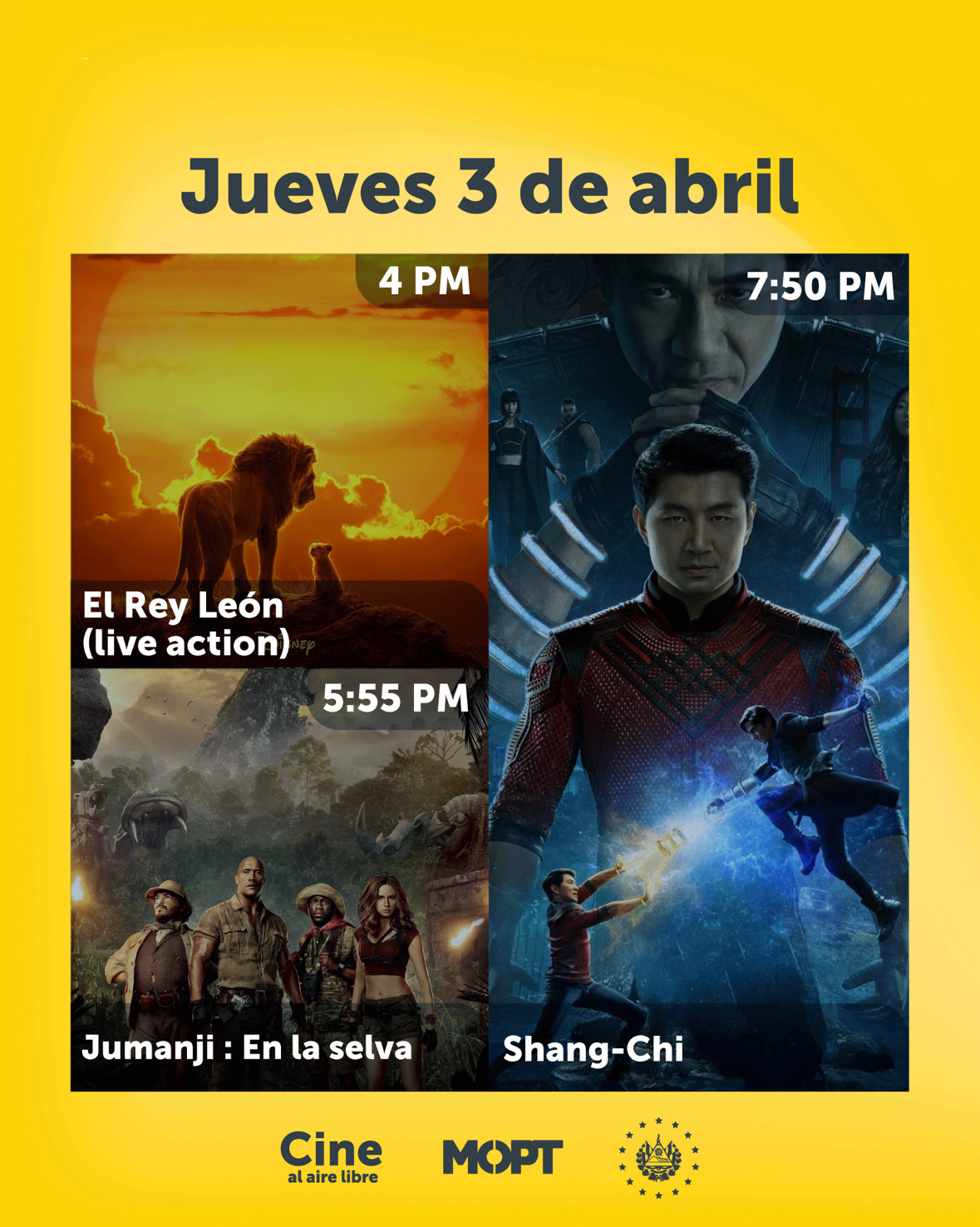 CARTELERA DEL CINE AL AIRE LIBRE DE JUEVES