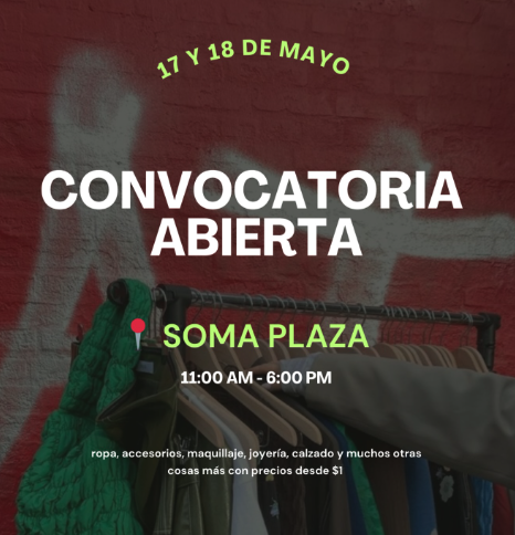 Convocatoria a la venta de ropa en Soma Plaza