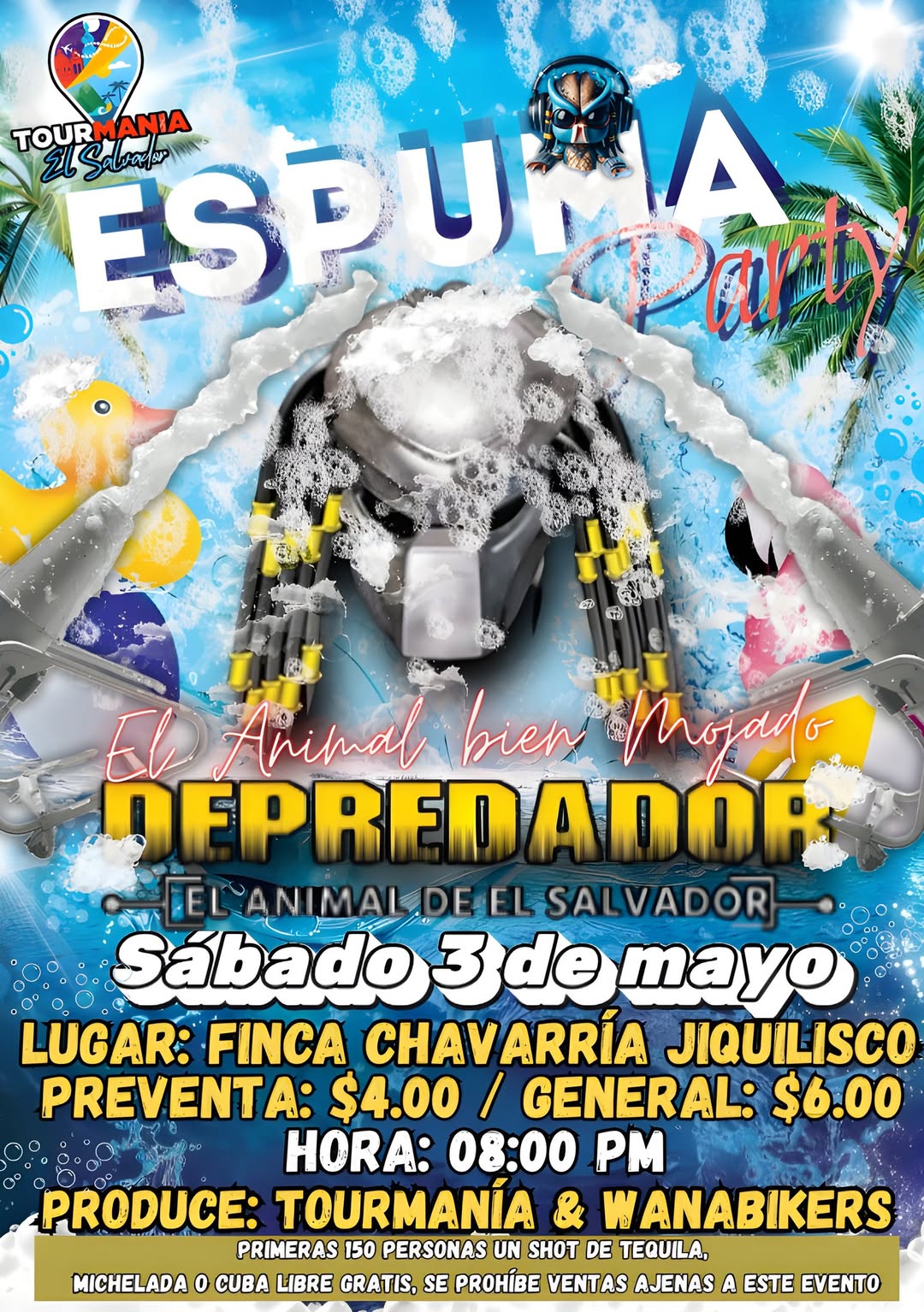 Gran fiesta de espuma en Jiquilisco 