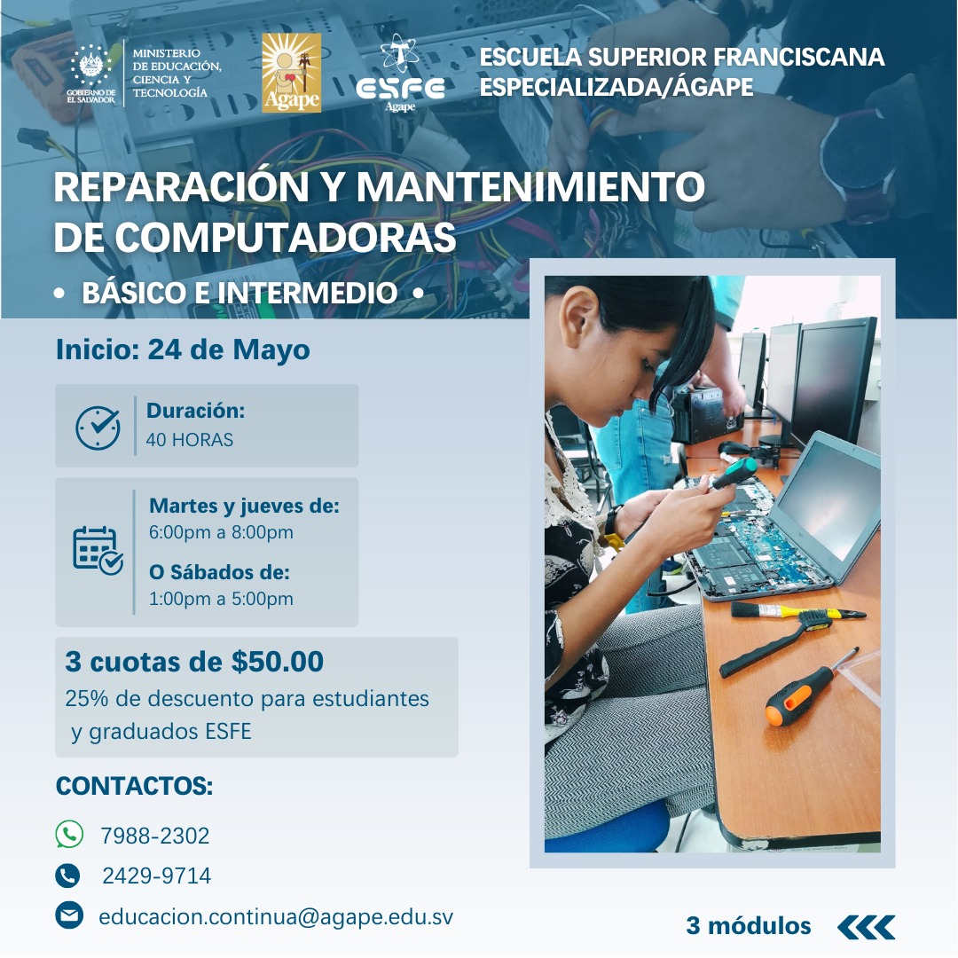 Curso de Reparación y Mantenimiento de Computadoras (Básico e Intermedio) 