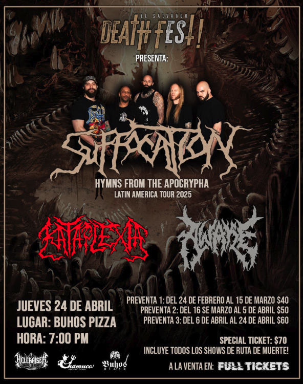 Concierto de Suffocation en El Salvador 2025