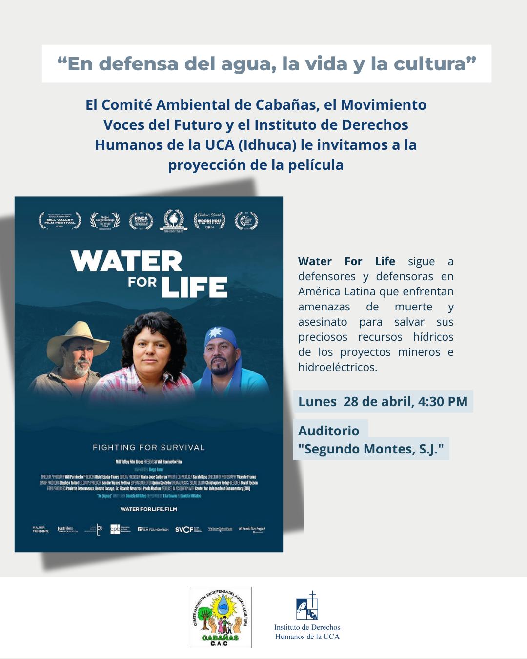 cine foro “En defensa del agua, la vida y la cultura”, donde se proyectará el documental Water for Life (Agua para la vida).