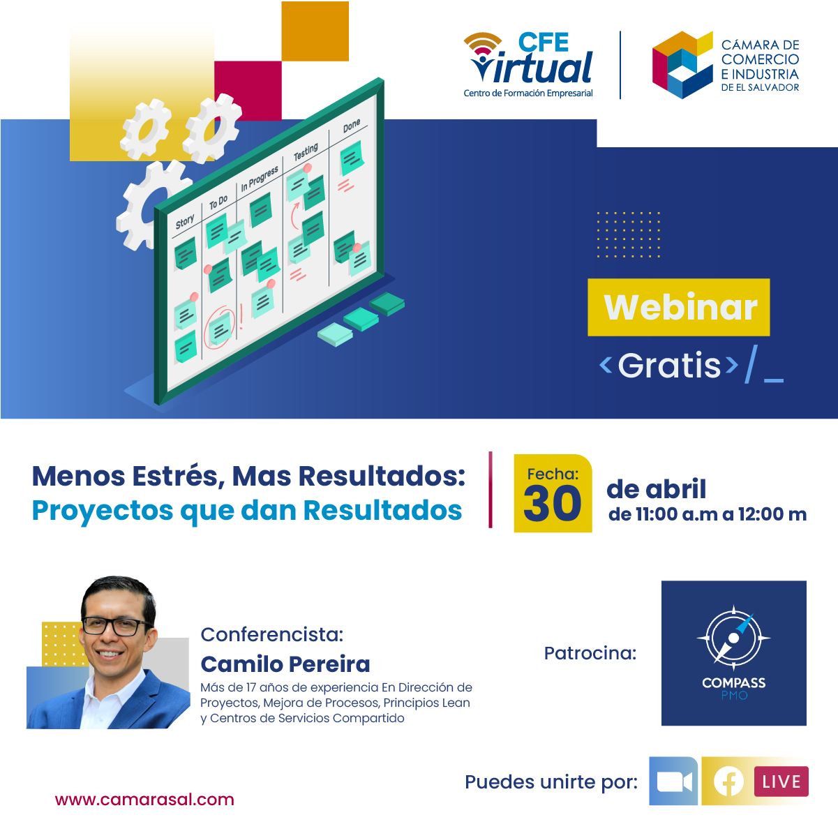 Webinar gratuito: "Menos Estrés, Mas Resultados: Proyectos que dan Resultados"