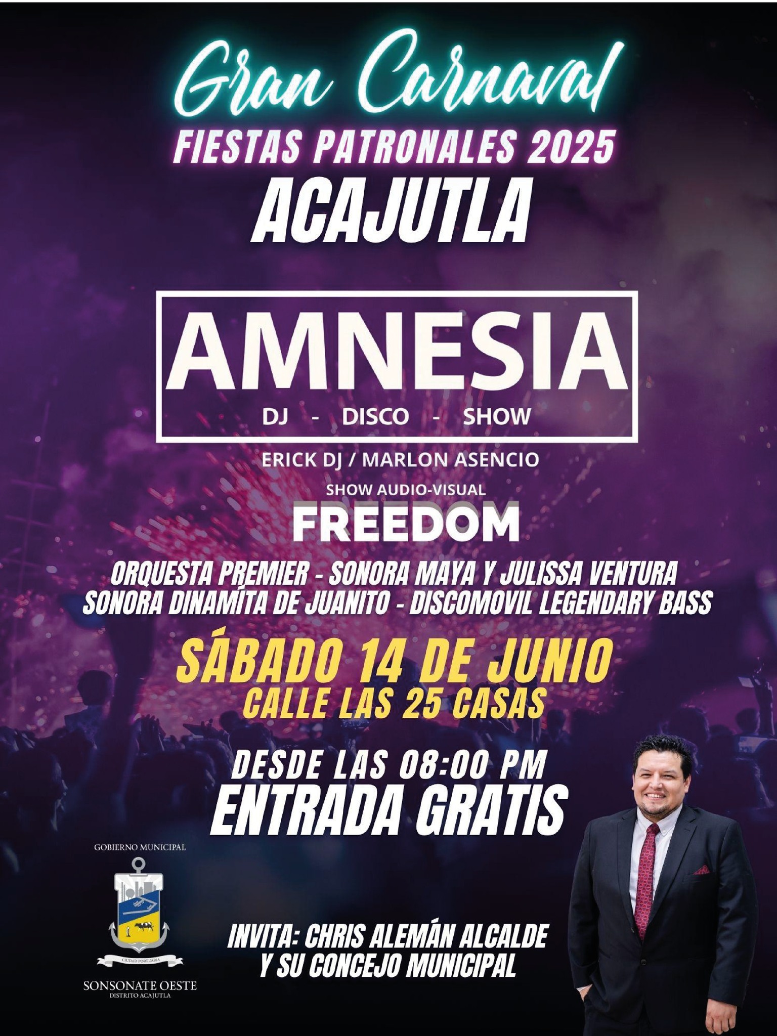 ¡🎉🎶 Gran Carnaval de las Fiestas Patronales Acajutla 2025! 🎶🎉