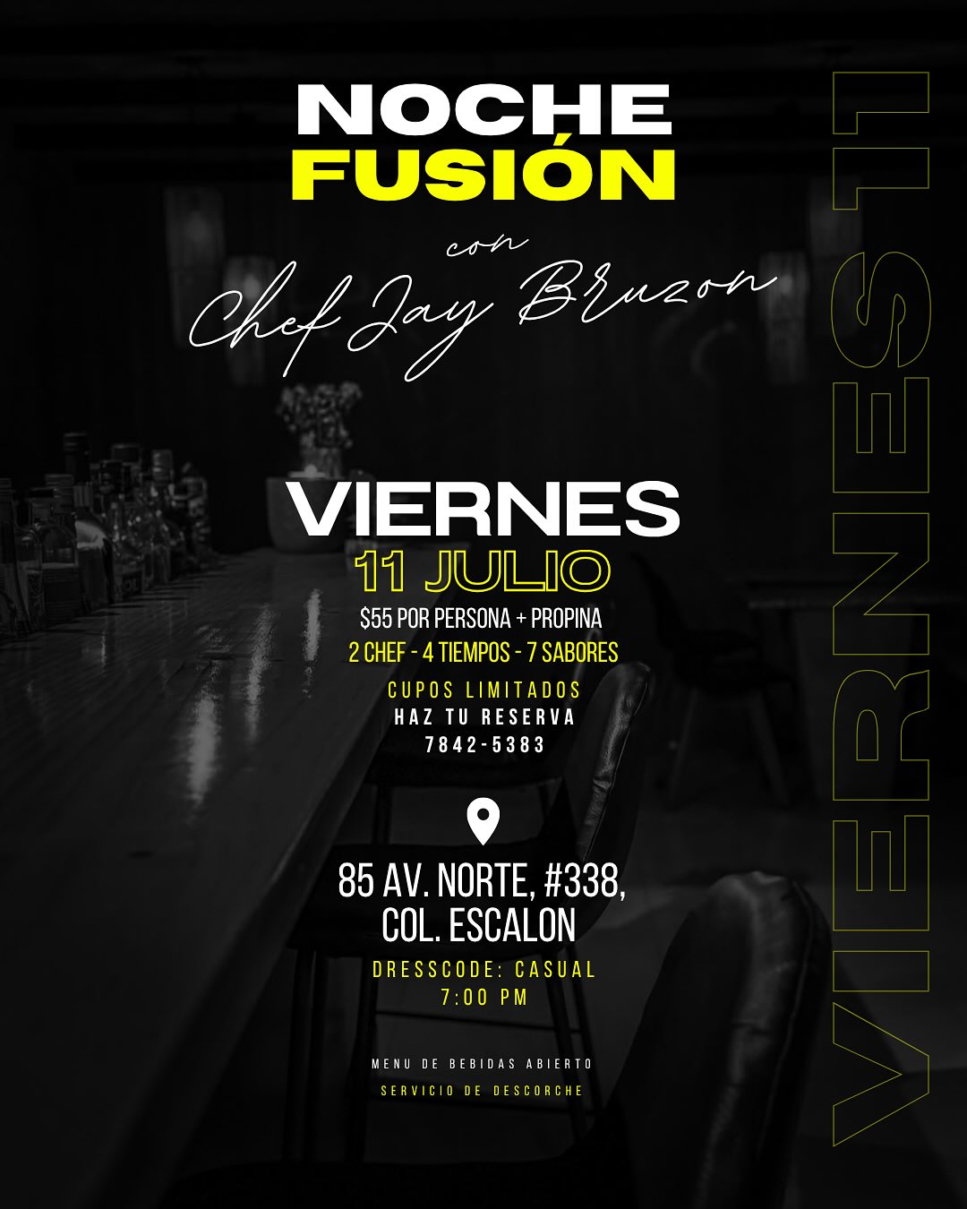 🎉 Noche Fusión con el Chef Jay Bruzon 🍷🍽️