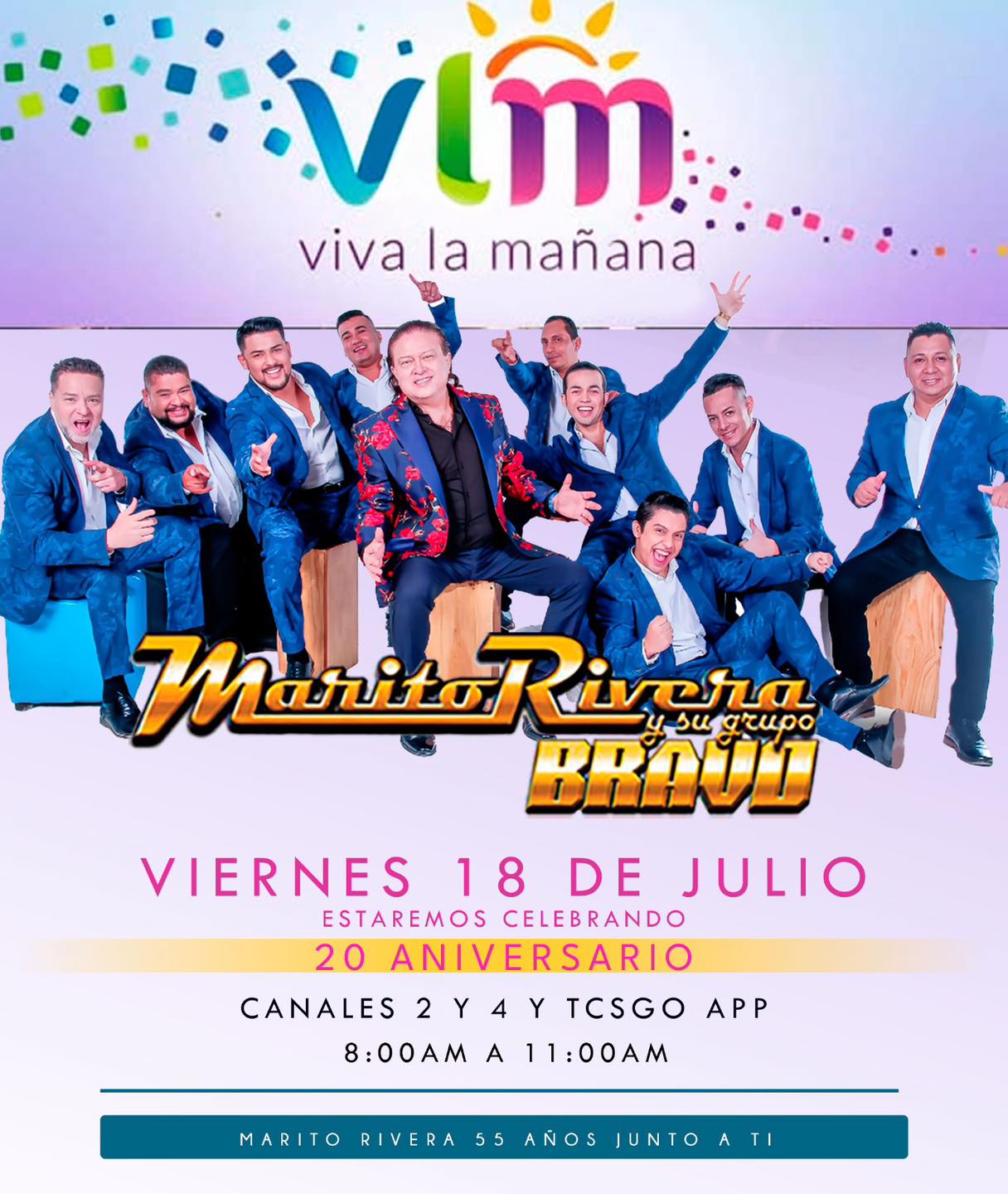 Marito Rivera y su grupo Bravo en el programa “Viva la Mañana¨