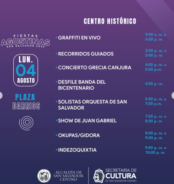 🎉 ¡Día 4 de las Fiestas Agostinas en el corazón de San Salvador! 🇸🇻