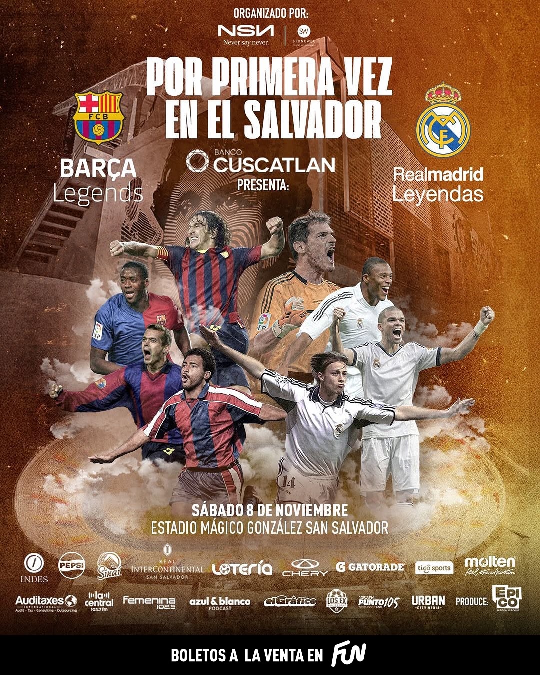 Barça Legends VS Real Madrid Leyendas En El Salvador 2025