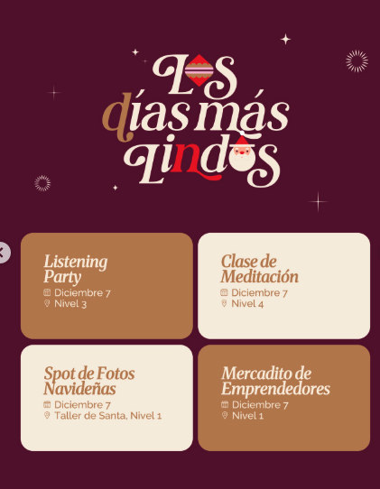 Clase de Meditación, Spot de Fotos Navideñas Y Mercadito de Emprendedores