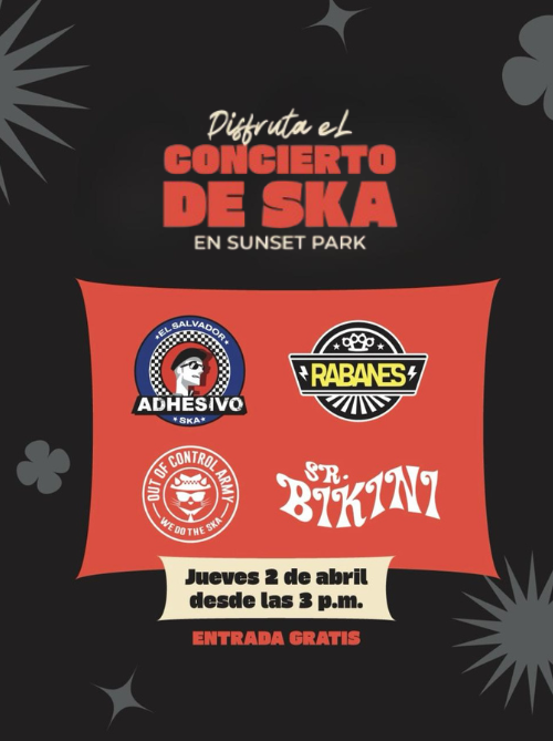 Concierto De Adhesivo, Out Of Control Army, Sr. Bikini Y Los Rabanes En El Salvador 2026